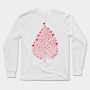 Red hearts leaf drawing Long Sleeve T-Shirt